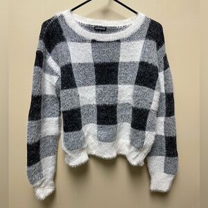 Express Black and White Plaid Women's Sweater